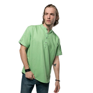 Mandarin Collar Linen Blend Shirt