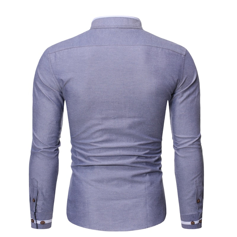 Casual Mandarin Collar Long Sleeve Shirt