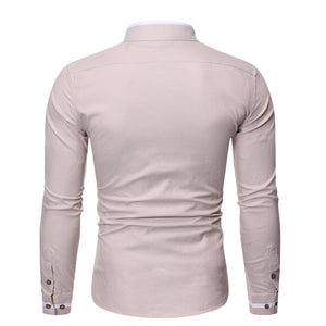 Casual Mandarin Collar Long Sleeve Shirt