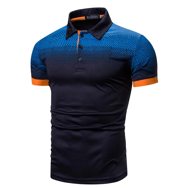 Halftone Dotted Pattern Polo Shirt