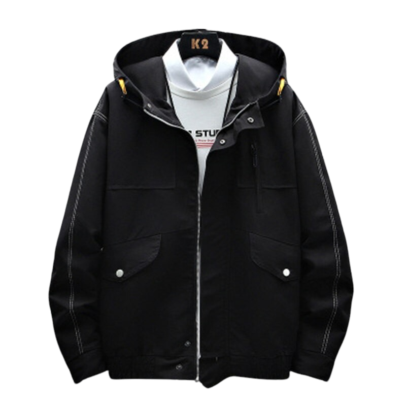 Solid Hooded Bomber Jacket