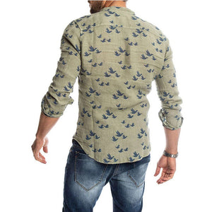 Flock Collarless Button-Down Shirt