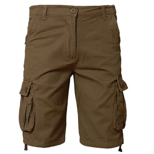 Solid Multi-Pocket Cargo Shorts