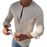 Mandarin Collar Long Sleeve Button Shirt