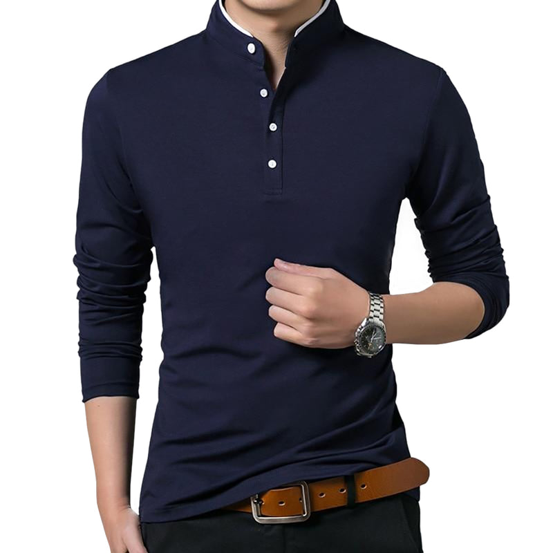 Business Mandarin Collar Polo Shirt